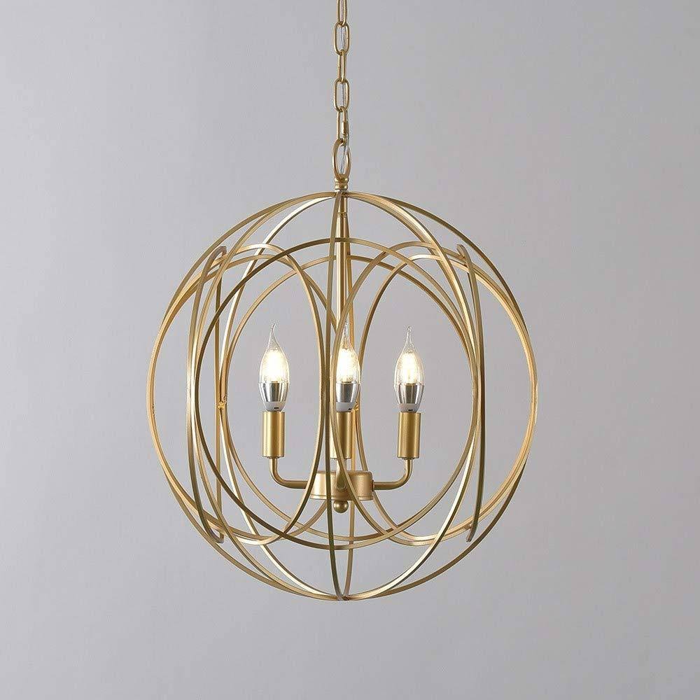 Lovedima Modern Chic Gold Sphere 3 Lights/4 Lights Iron Orb Chain Suspended Cha
