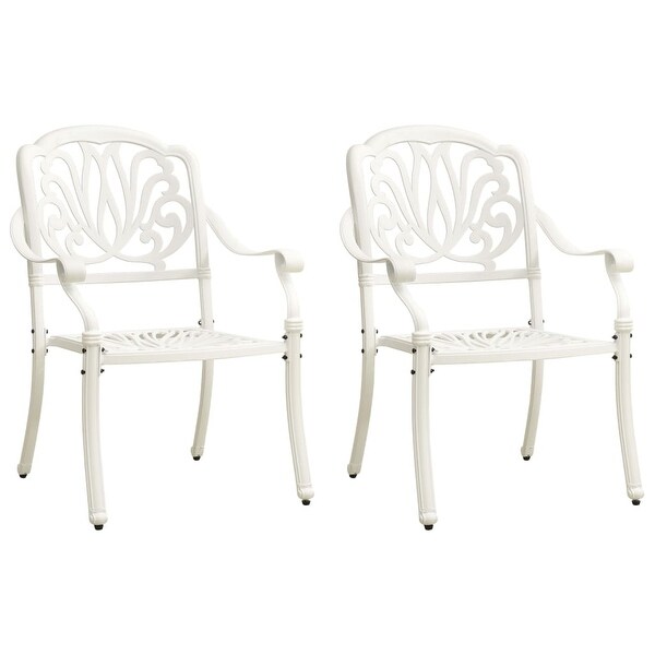 vidaXL Patio Chairs 2 pcs Cast Aluminum White