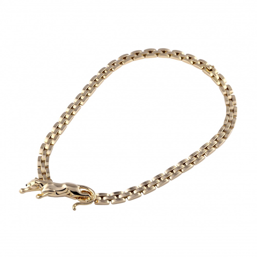 Cartier Panthère Onyx Emerald Necklace 18K Yellow Gold