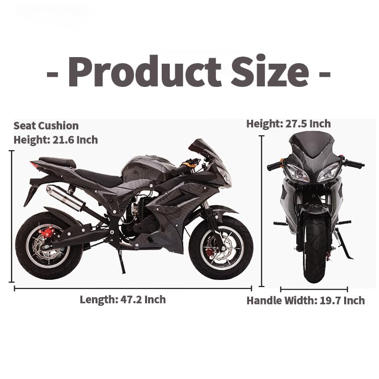 50CC Mini Motorcycle for Adults [Mini Size], 4-Stroke Mini Dirt Bike, Gas Power Pocket Rocket Bike, Miniature Kid Dirt Bike, Up to 30MPH, Trail Mini Bike Max Load 400Lbs Black