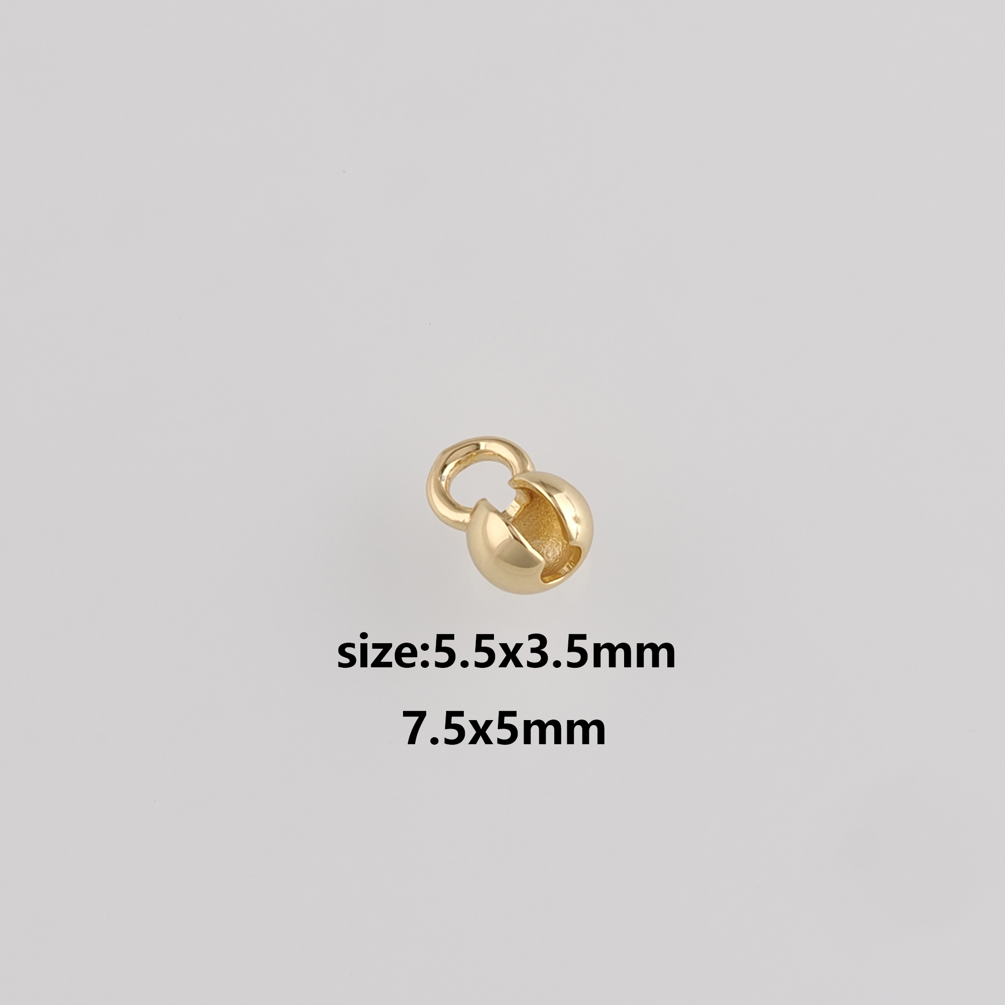 20Pcs 18K Gold Filled Crimp beads, Cord Ends,Press Type Ending Beads for Bracelet Jewelry Necklace Making Supply