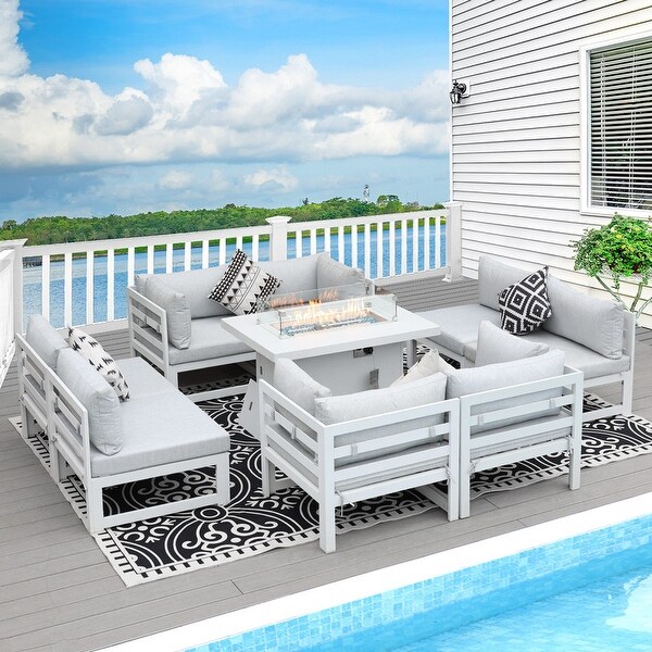 Nicesoul White Aluminum Modern Patio Furniture Sectional Sofa Set with Cushion