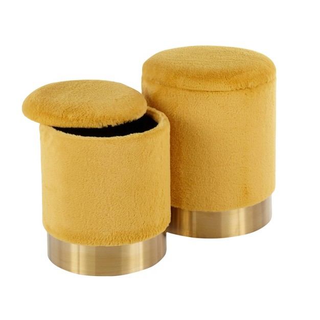 Marla Contemporary Nesting Ottomans Gold yellow Lumisource
