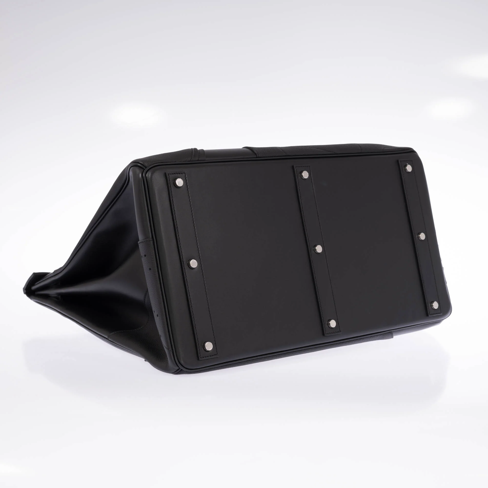 Hermès HAC 50 en Selle Noir Togo/Swift/Box Palladium Hardware
