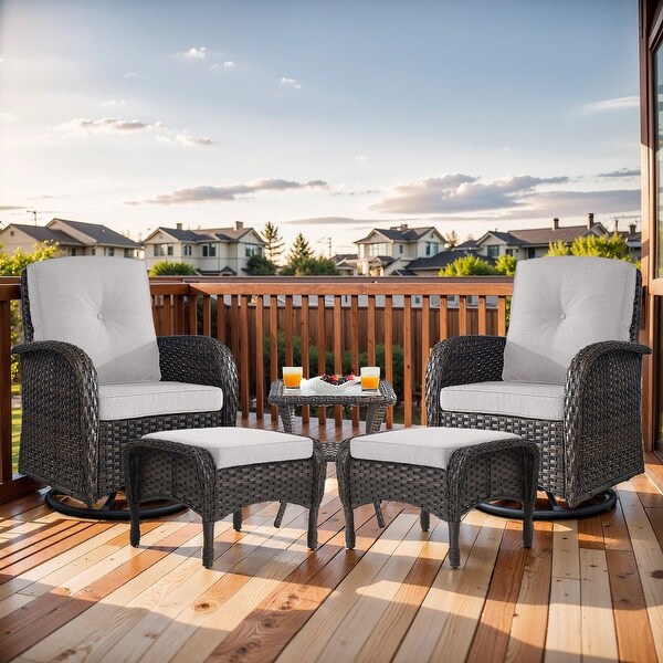 Swivel Chair with Coffee Table and Ottomans