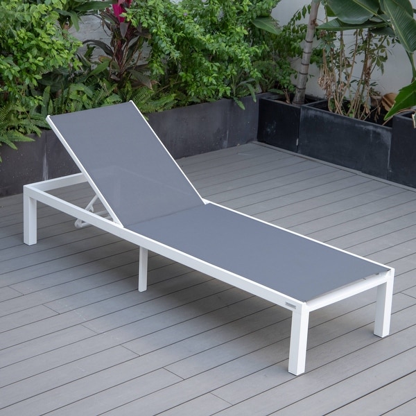 Aluminum Beach Pool Sun Lounge Chair Sling Mesh Fabric Reclining Stackable Lounger Chair