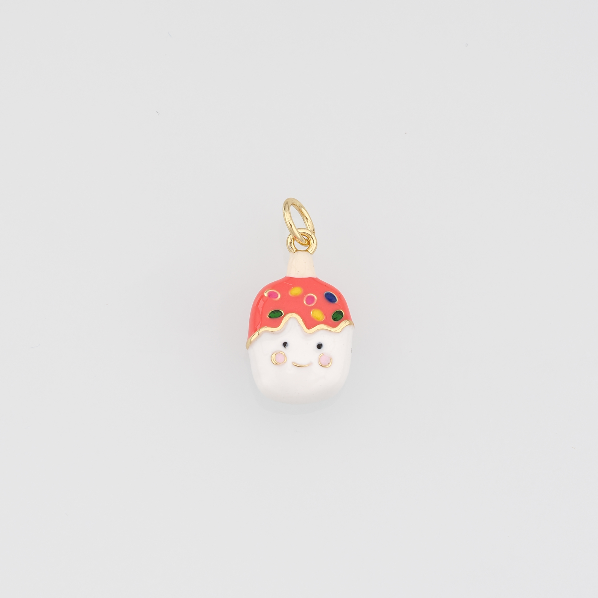 18K Gold Filled Ice Cream Pendant,Enamel Ice Cream Charm Earrings Necklace for DIY Jewelry Making Supply