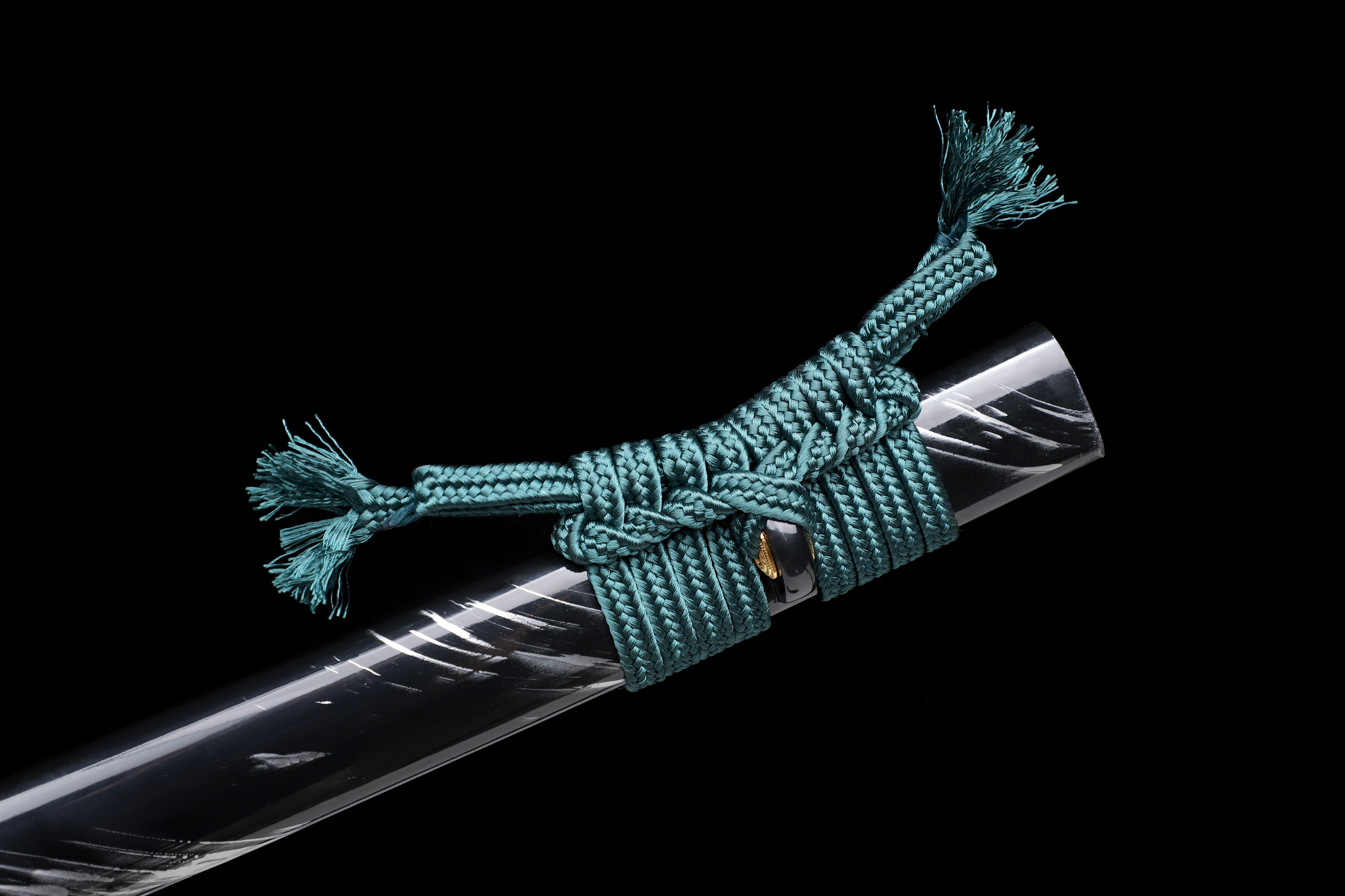 Handmade Katana 9260 Spring Steel Frost Wind Black White Blade Full Tang