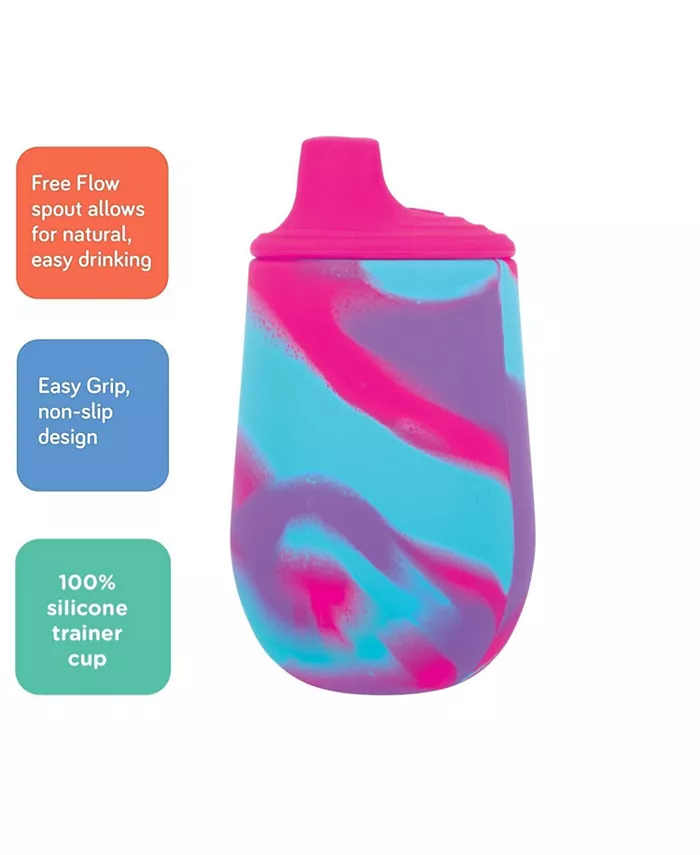 Nuby Silicone Tie-dye Baby First Training Cup, 6oz, Pink Purple