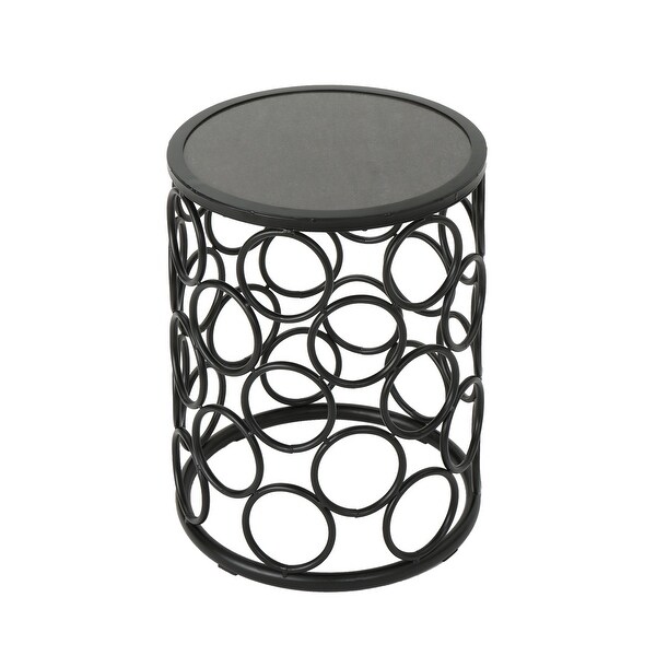 Black Small and Lightweight Ceramic Tile Side Table with a Powder Coated Iron Frame 15. 75 x 15. 75 x 20. 10 Inch