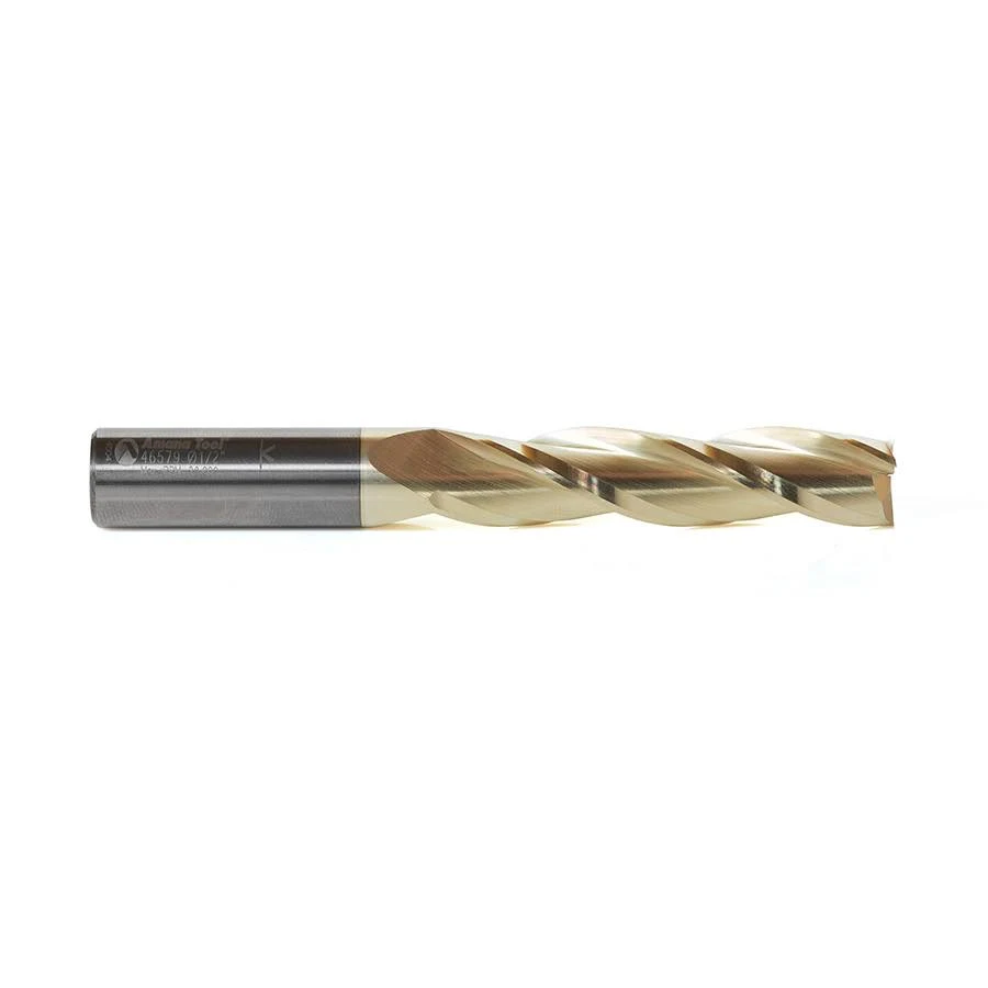 Amana Tool 46579 CNC 2D and 3D Carving 0.10 Deg Angle Straight Flat Bottom x 1/2 D x 2-1/4 CH x 1/2 SHK x 4 inch Long x 3 Flute