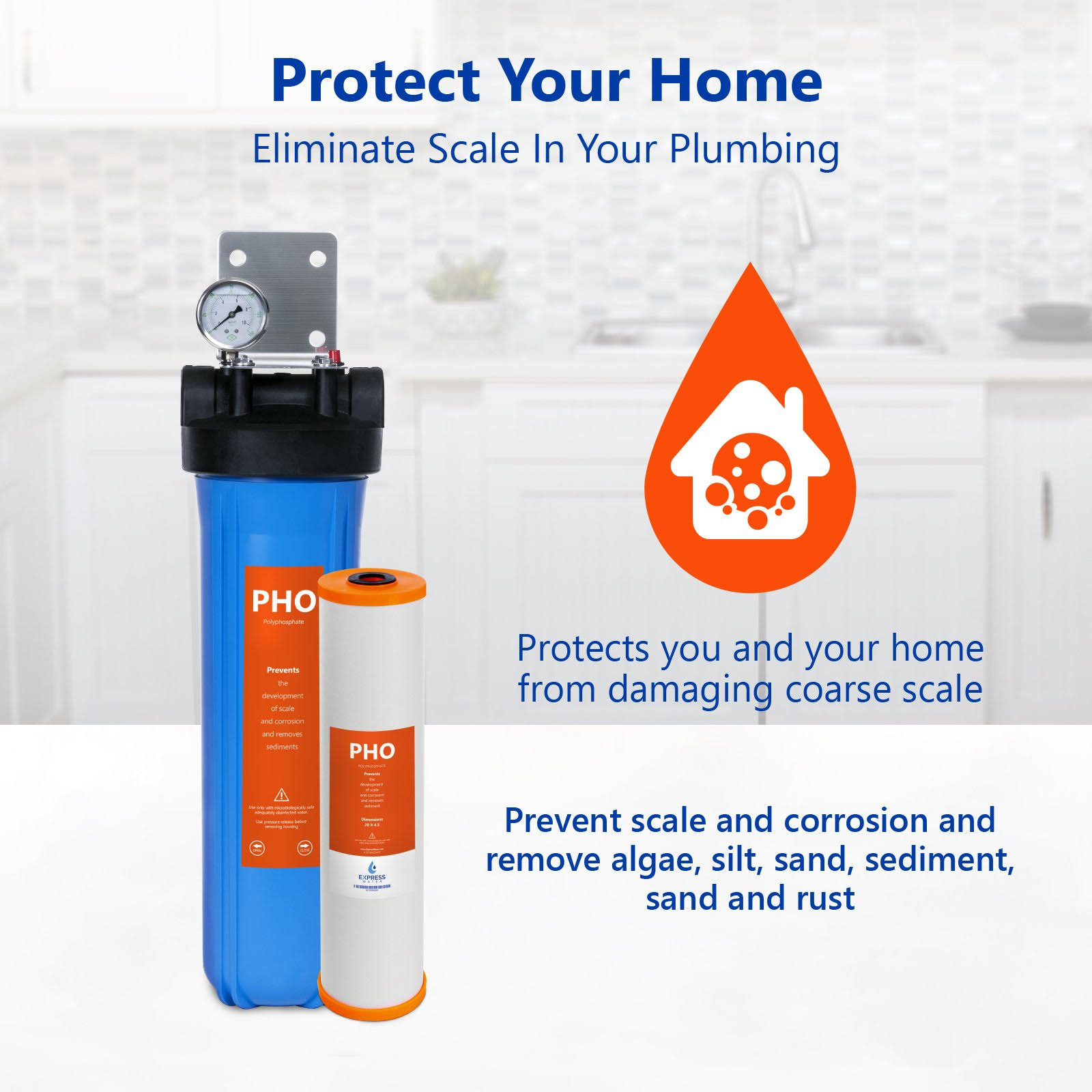 Express Water Whole House Water Filter System Phosphate 1 Stage Filtration