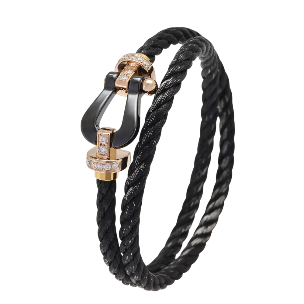 FRED Force 10 Bracelet 18K Rose Gold & Ceramic Diamond 0B0039