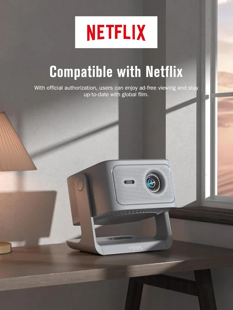 VISSPL 4K Smart Projector — Dolby Audio, Auto Focus, 3D Compatibility, and Seamless WiFi Integration