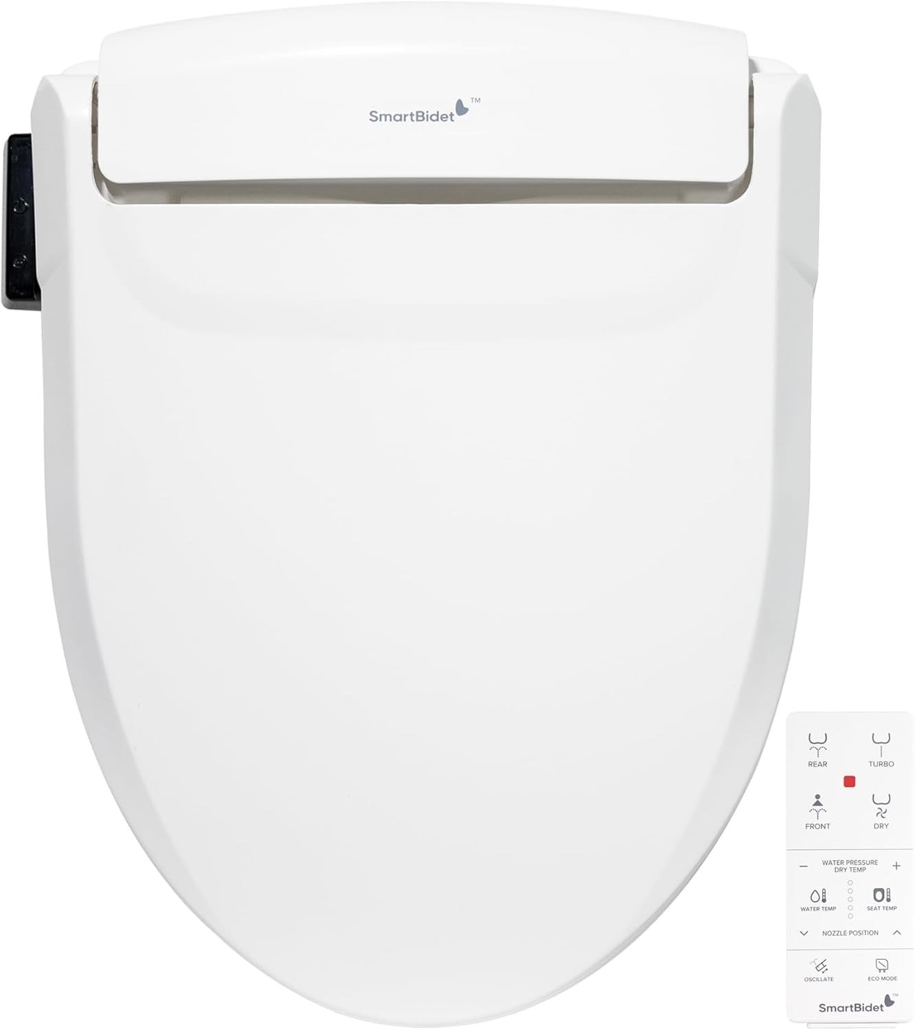 Electric Smart Bidet Toilet Seat with Heated Seat & Warm Air Dryer, Remote Control Elongated Bidet