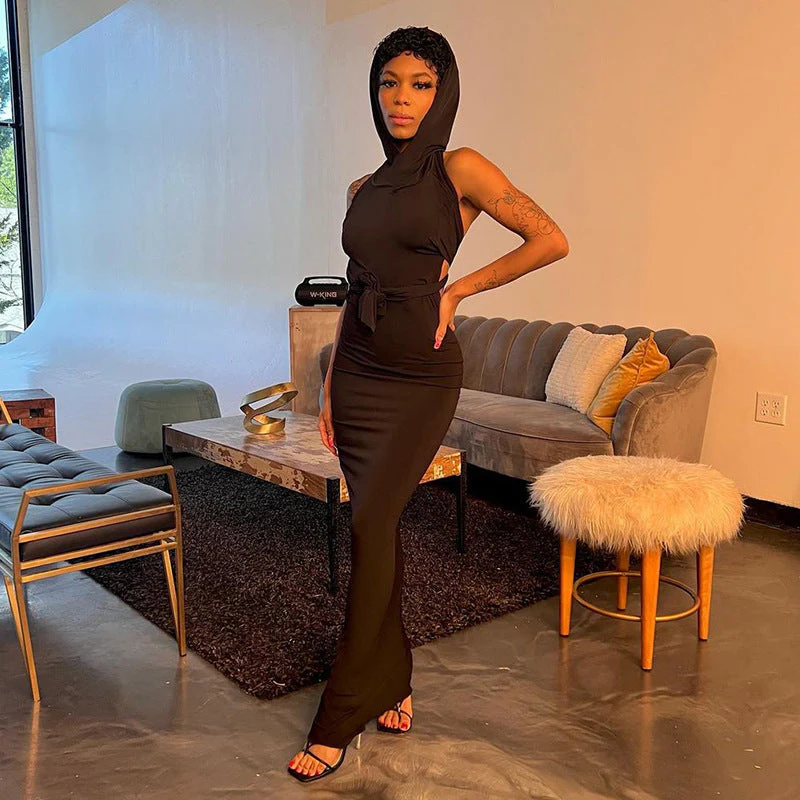 Backless Cut-Out Halter Maxi DressClistos