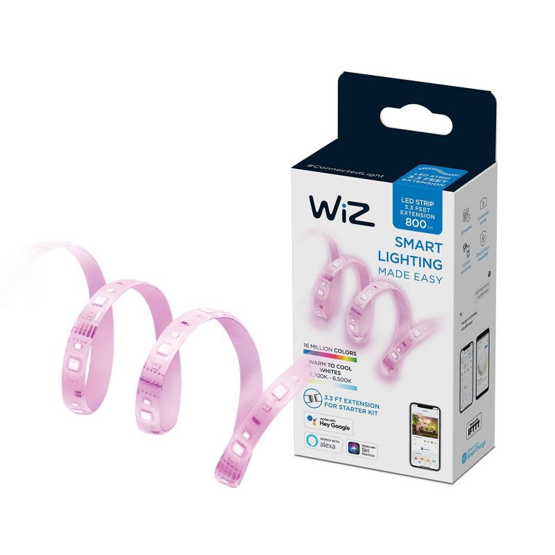 WiZ Lightstrip Extension 1M LED Multi Color: Indoor Rope Lights for Bedroom, Color Changing, Electric, Multicolored
