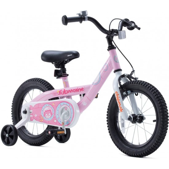 Chipmunk Boys Girls Kids Bike Submarine Steel Cycle 3-9 Years 12 14 16 18 Inch Bike Training Wheels Kickstand Blue Yelleow Pink Child’s Bicycle