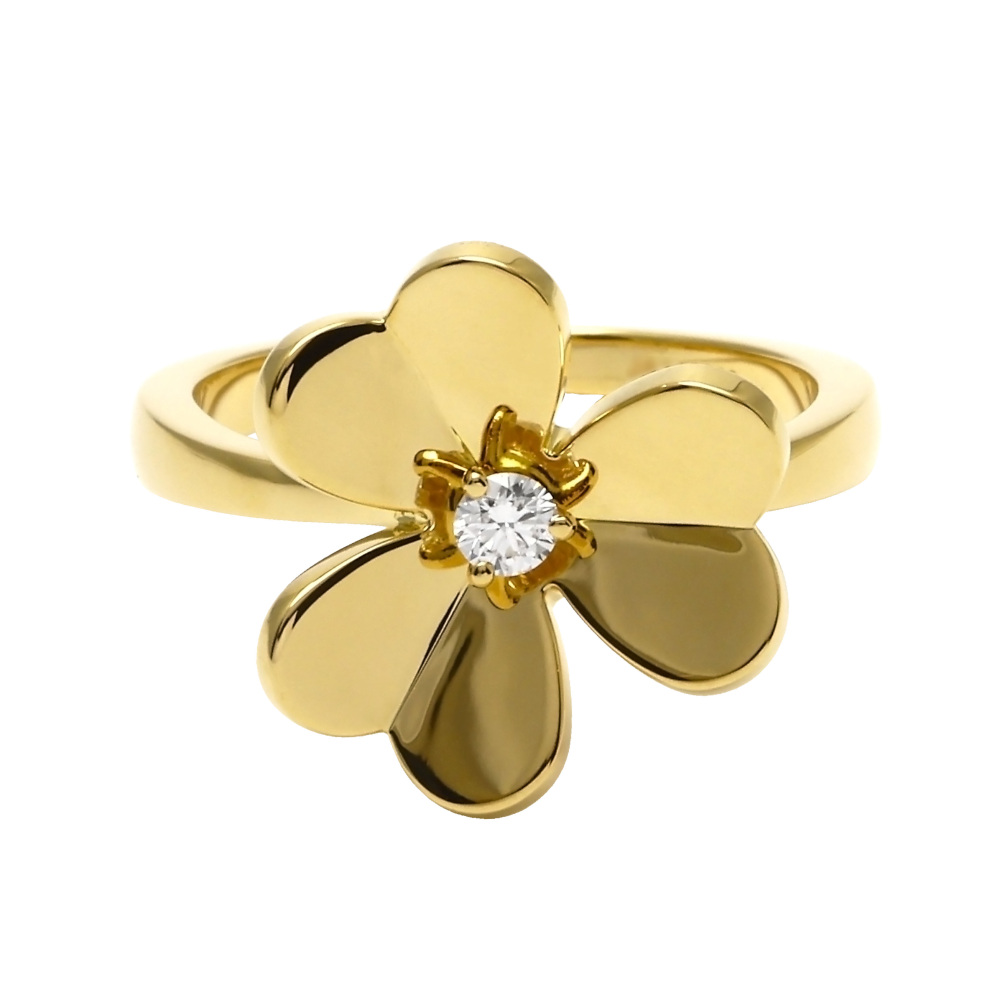 Van Cleef & Arpels Frivole 1 Flower Ring 18K Yellow Gold Diamond VCARP2DS00