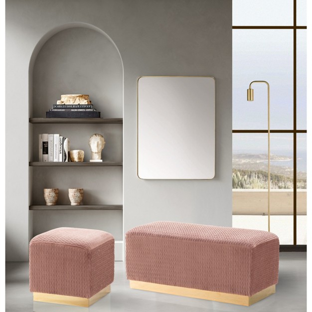 Iconic Home Square Velvet Ottoman Schell