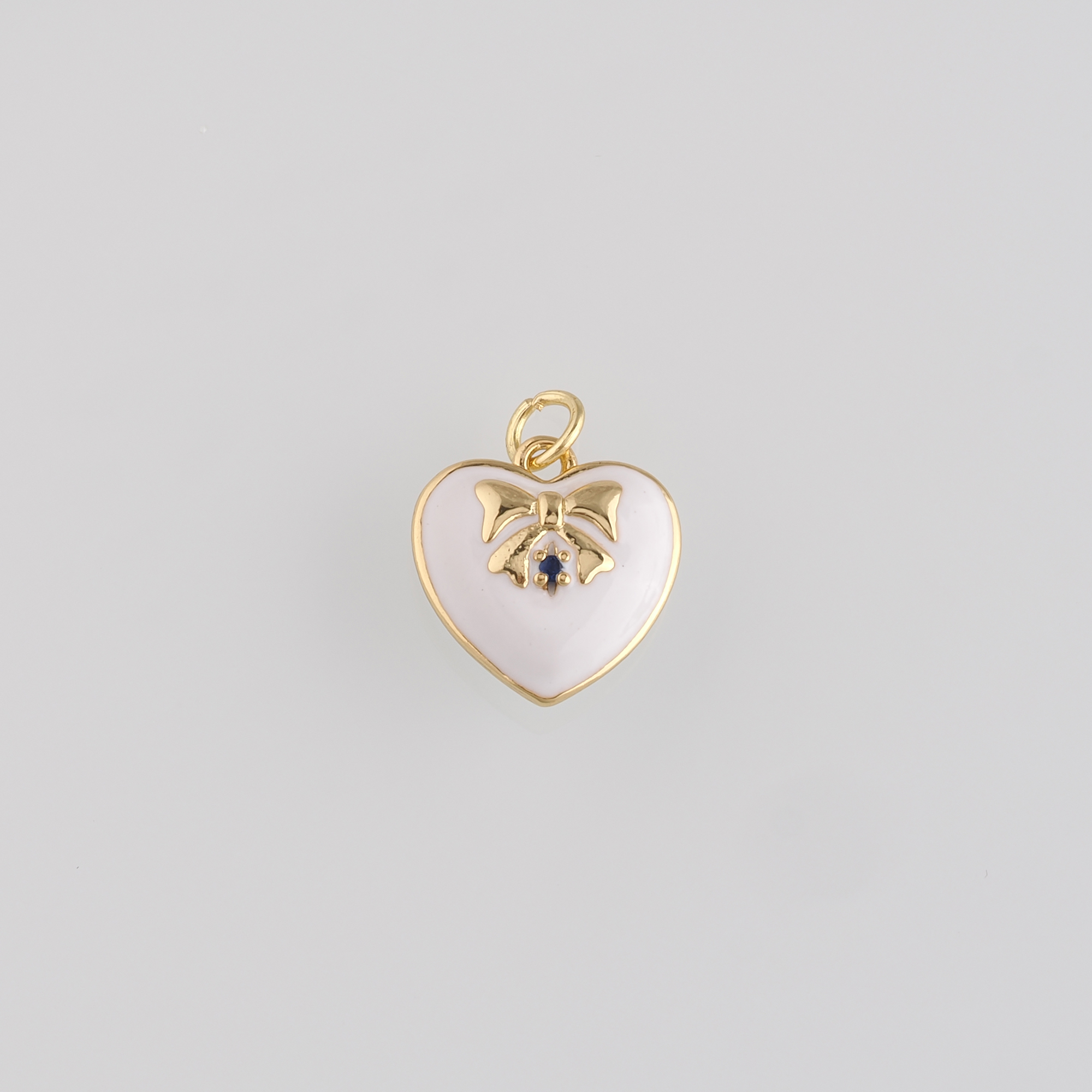 18K Gold Filled Heart Pendant,Enamel Heart Charm Earrings Necklace for DIY Jewelry Making Supply