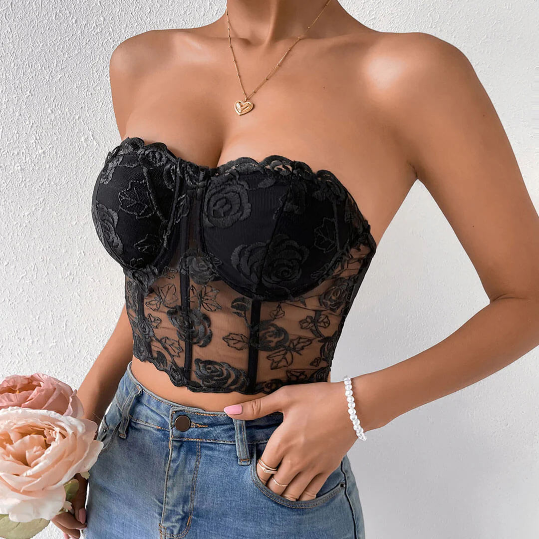 Strapless Embroidered Corset TopClistos