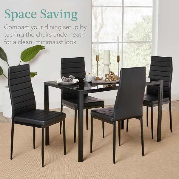 5Piece Modern Kitchen Dining Furniture Set 4 Upholstered PU Chairs,Black