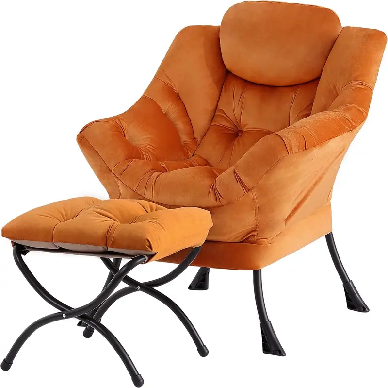 Tiita Modern Lazy Lounge Chair with Matching Ottoman – Large Leisure Armchair Set