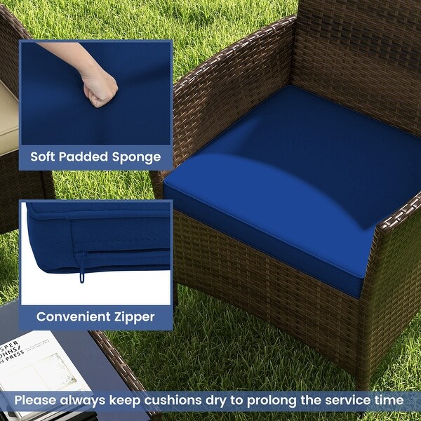 Costway 4 PCS Patio Furniture Set with Washable Cushions and Tempered