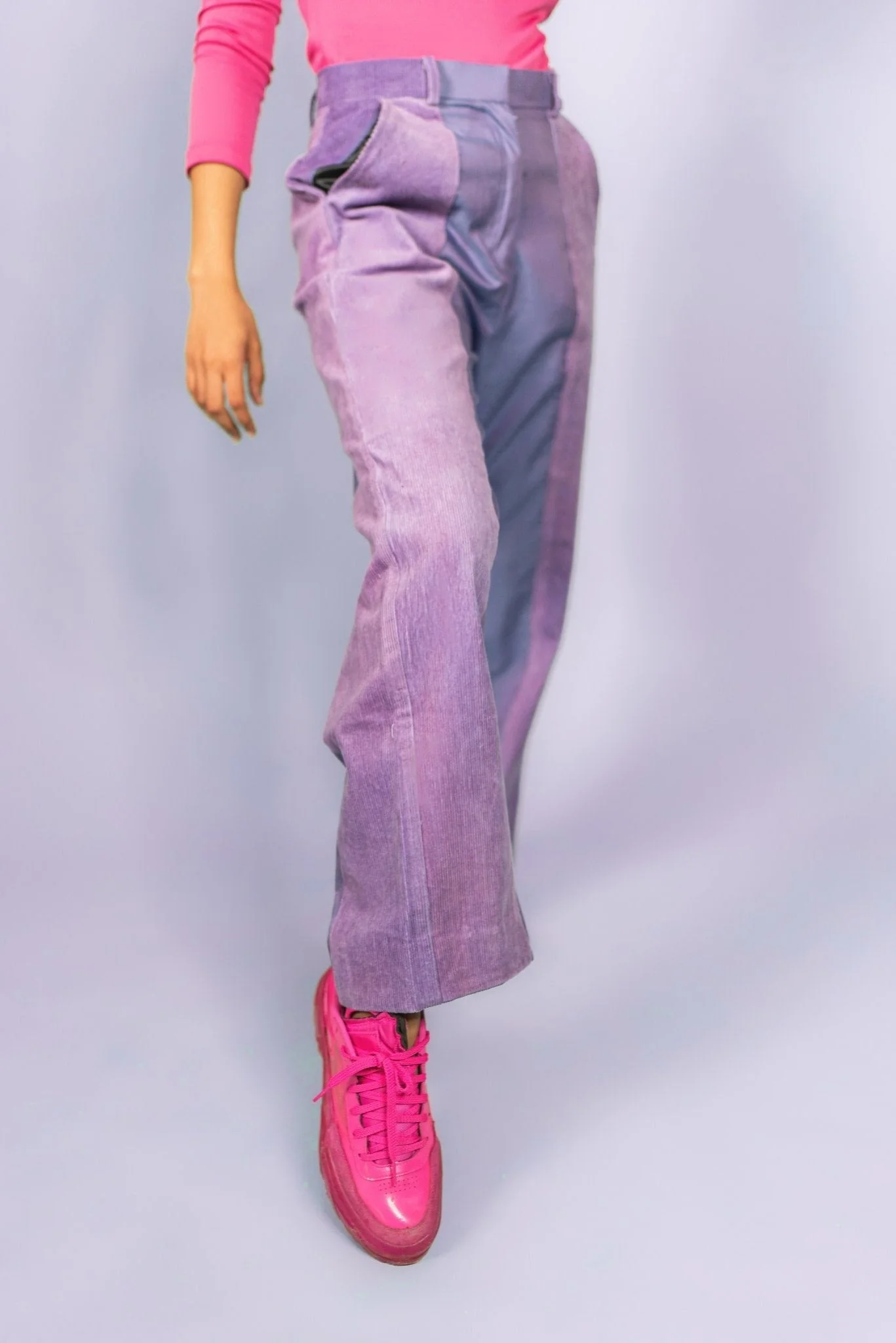 Corduroy Patchwork Pants in Deep Lilac