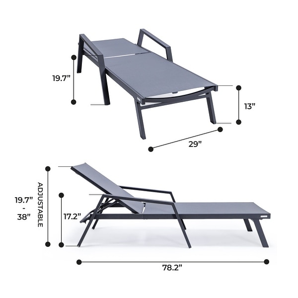 Aluminum Beach Pool Sun Lounge Chair Sling Mesh Fabric With Arms,Stackable Chaise Lounger (Set of 2)