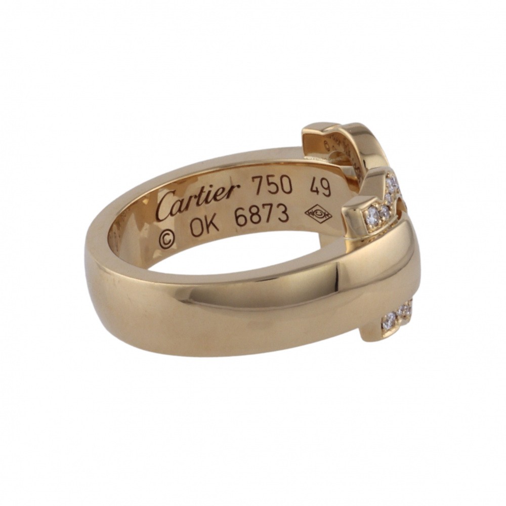 Cartier 2C Boucurse Ring 18K Yellow Gold Diamond