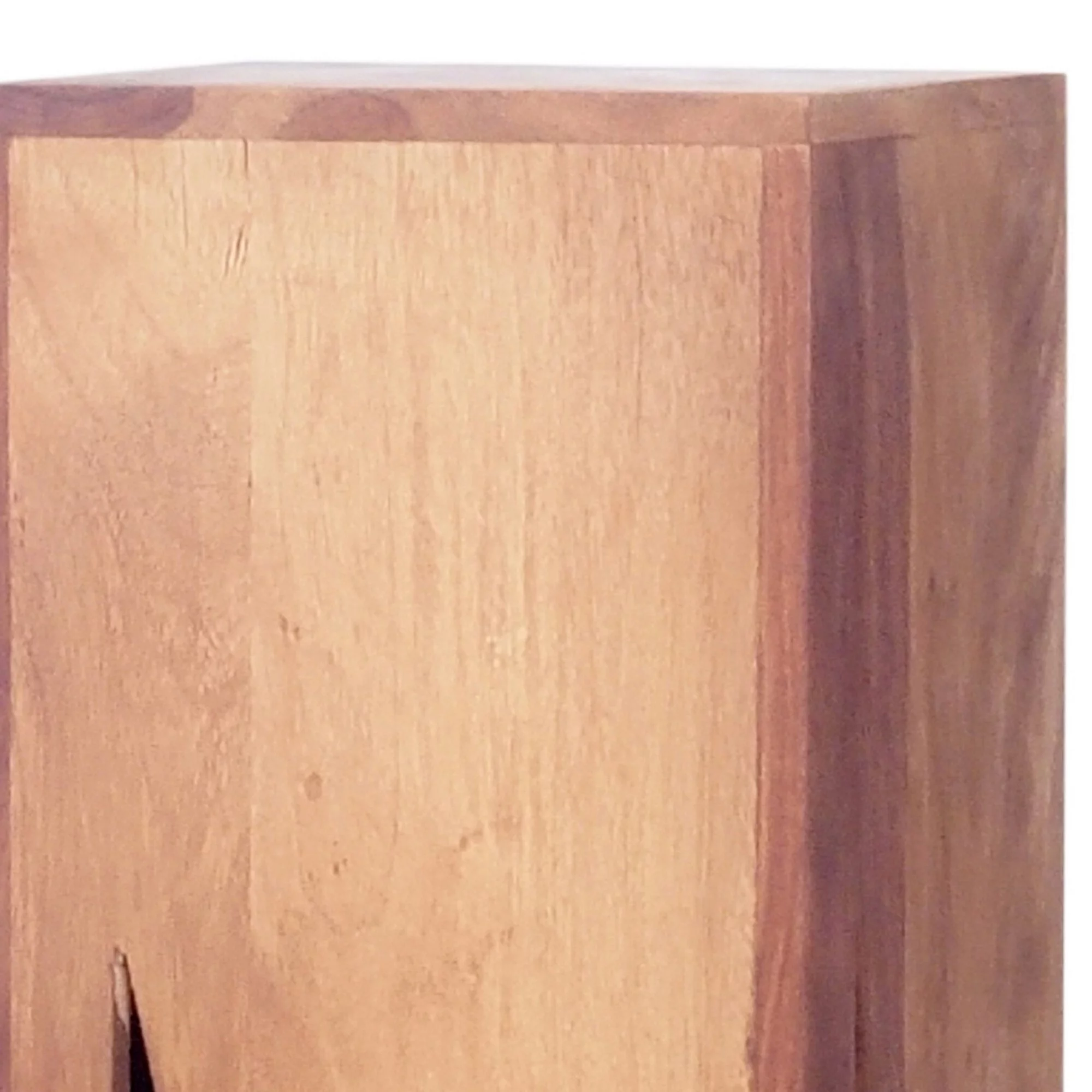 45, 34, 22 Inch Pedestal Table Stand, Set of 3, V Cut Sheesham Wood, Brown