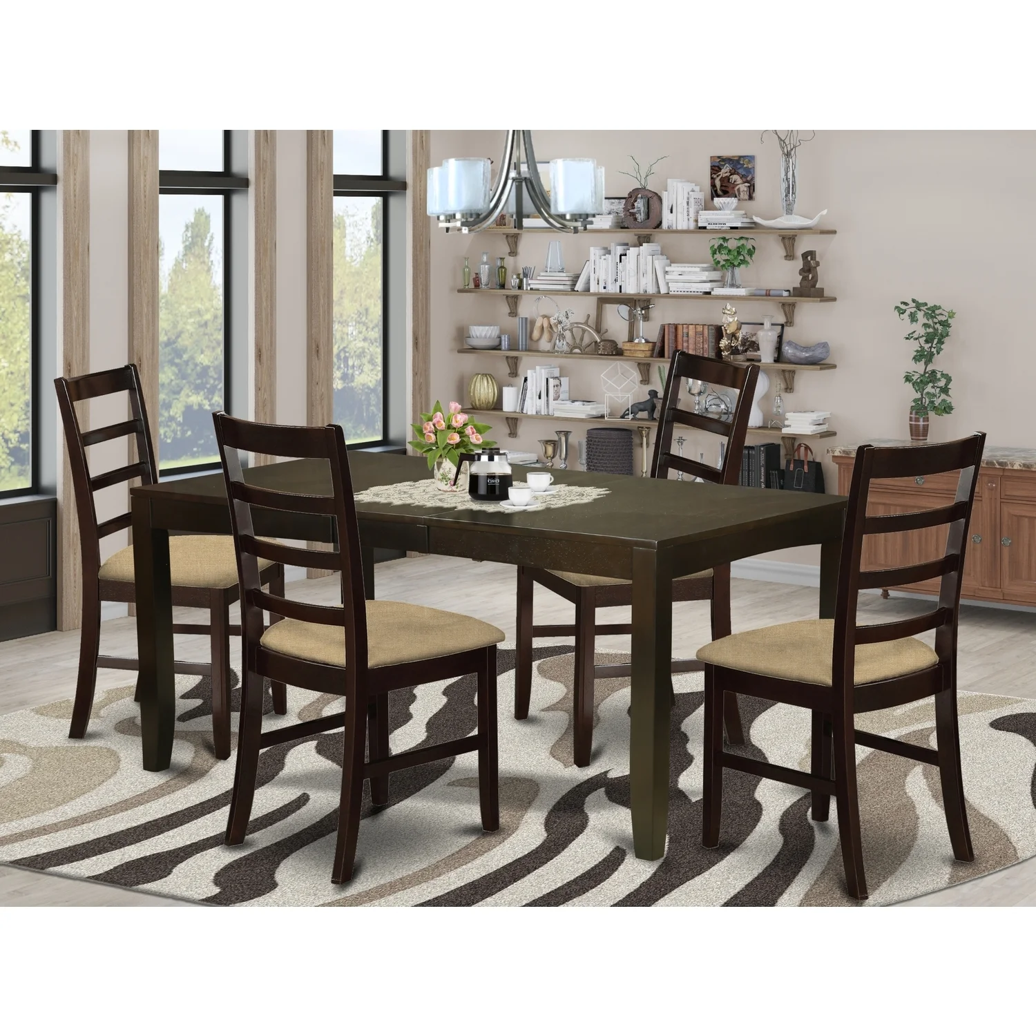 HomeStock Coastal Craftsman Room Set-HomeStock Table With Leaf And HomeStock Chairs