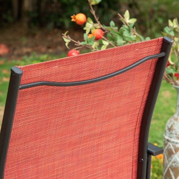 MAISON ARTS 7Piece Patio Dining Set Woodlook Rectangle Table and 6 Textilene Chairs