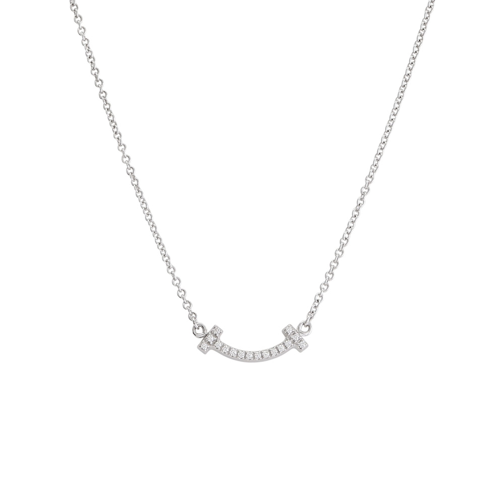 Tiffany & Co. Tiffany T Smile Necklace 18K White Gold Diamond 62617799