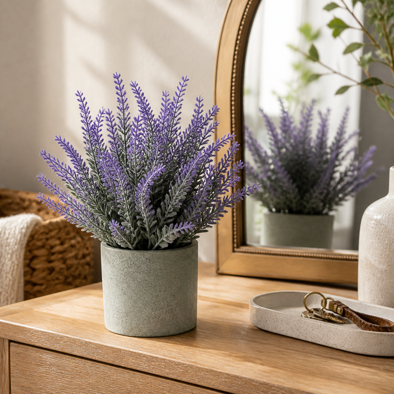 Artificial Eucalyptus Plant in Cylindrical Paper Pulp Pot
