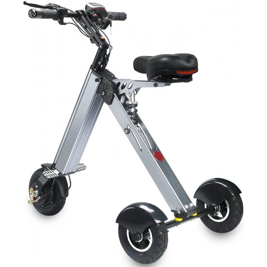 ES31 Foldable Electric Scooter Mini Tricycle, Electric Mobility Scooter with Reverse Function and Screen Display, Key Switch and 3 speeds Folding Electric Trike, Lightweight Scooter for Travel