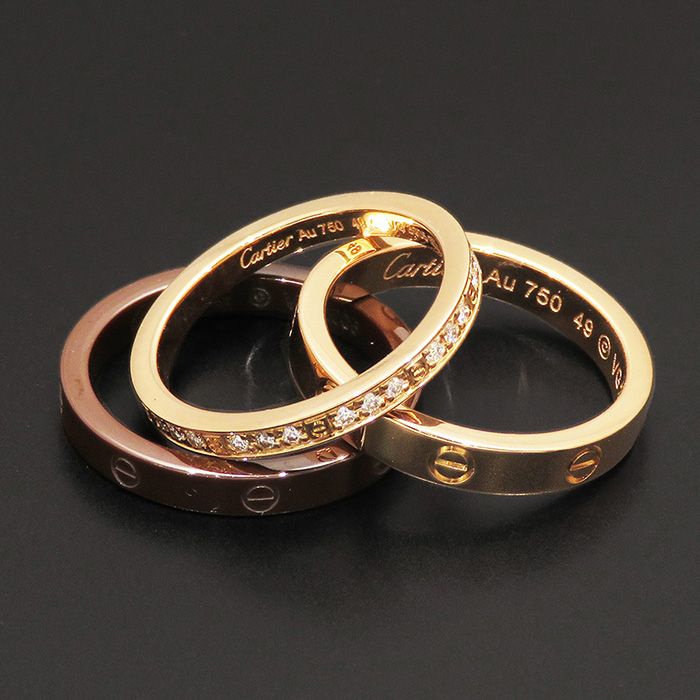 Cartier Love Ring Three Soup 18K Rose Gold & Ceramic Diamond