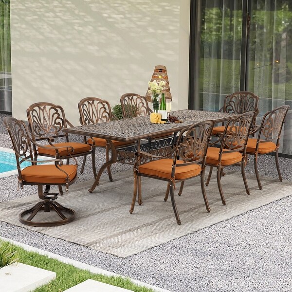 9Piece Outdoor Dining Set with 1 Table + 8 Chairs,AllWeather Aluminum Outdoor Patio Sets for Patio,Backyard,Garden