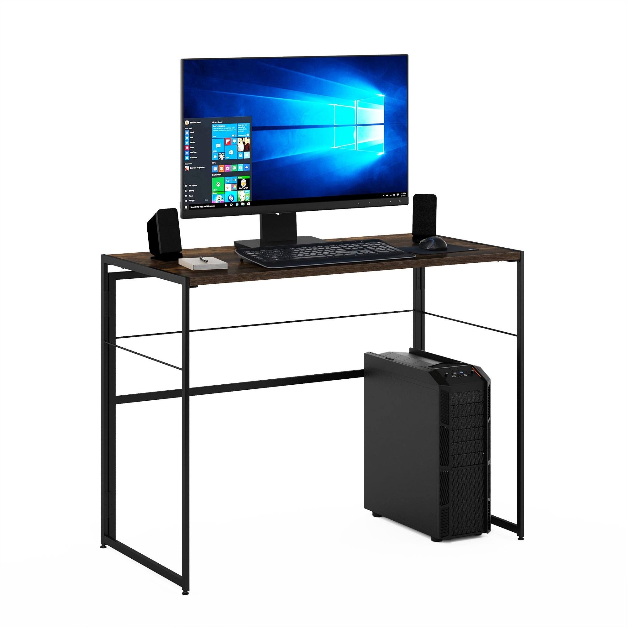 Furinno Riau No Tool Metal Frame Computer Desk - Rustic Oak/Black