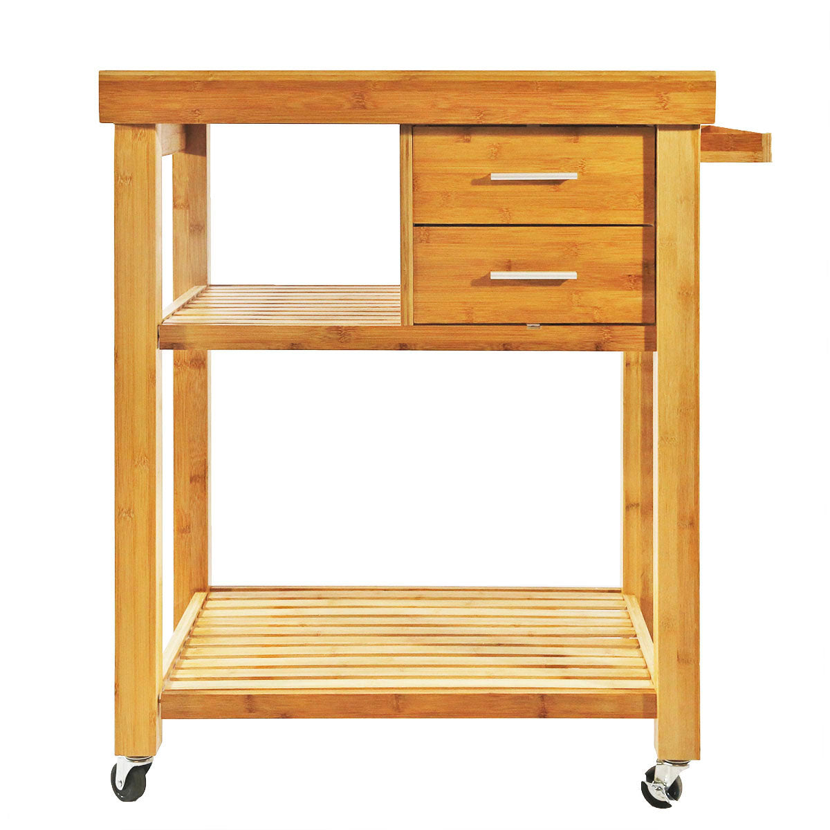 Home Aesthetics Rolling Bamboo Kitchen Island Cart Food Prep Trolley, with Towel