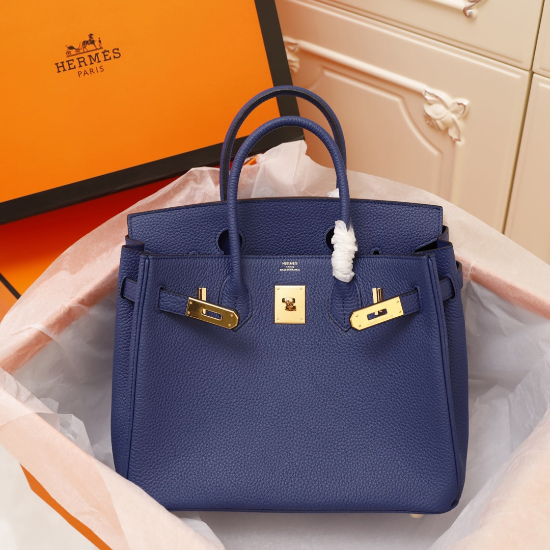 Hermes Birkin Bag 30 Navy Togo Gold Hardware