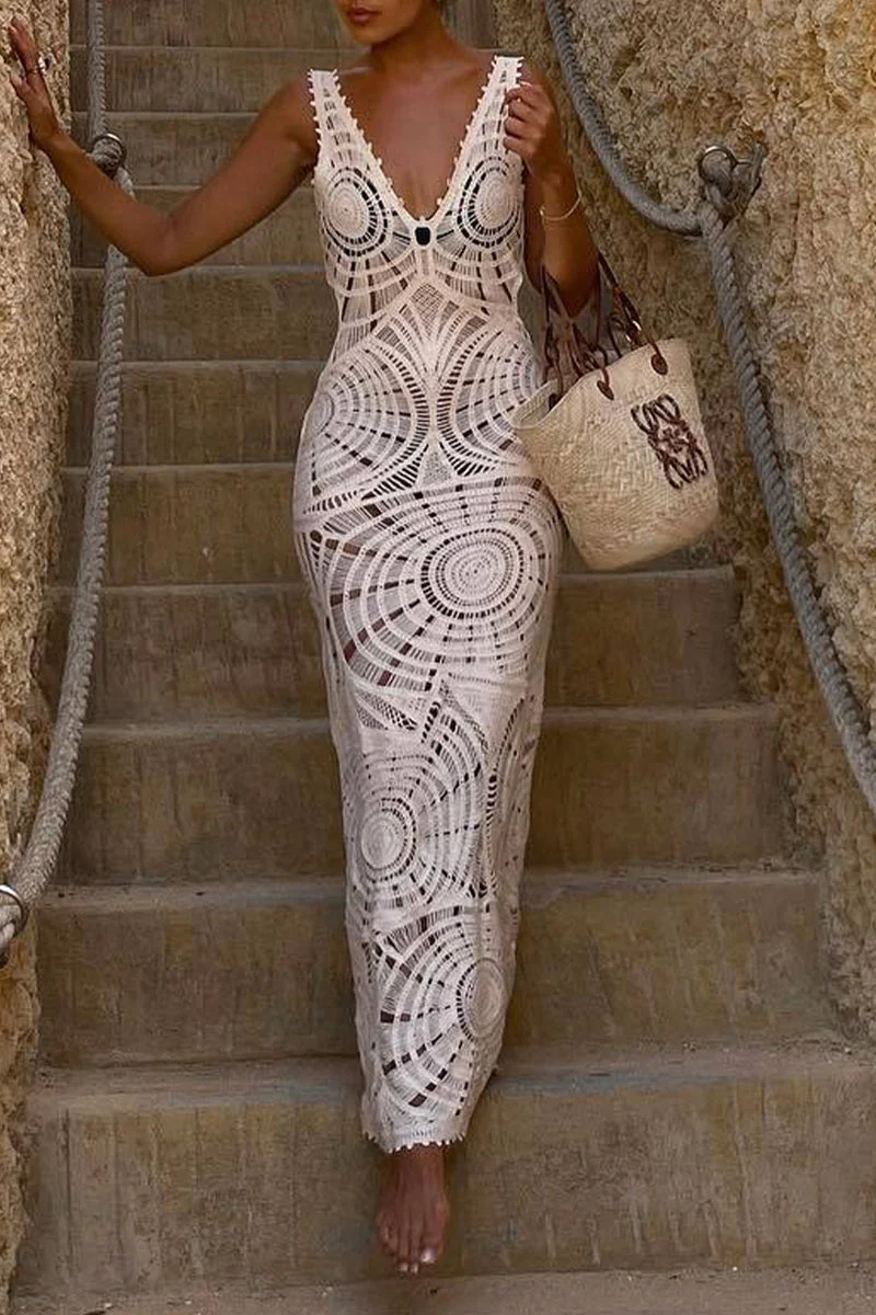 Backless Crochet Maxi DressClistos