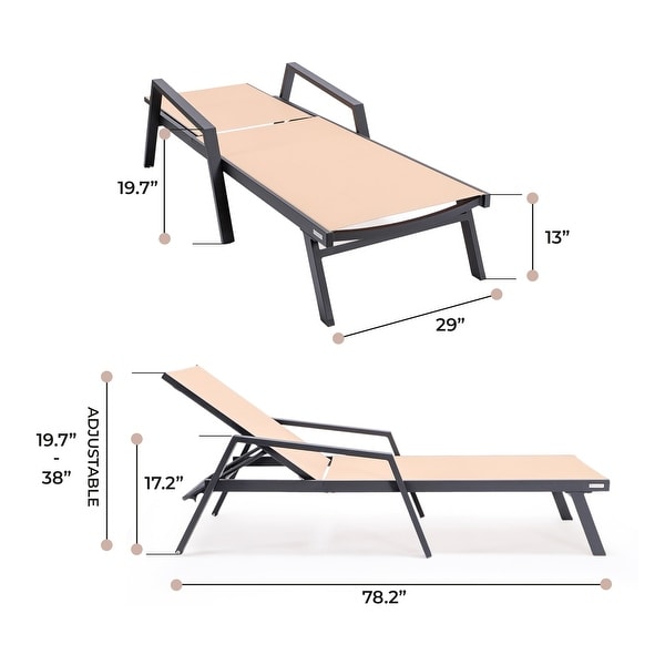 Aluminum Beach Pool Sun Lounge Chair Sling Mesh Fabric With Arms,Stackable Chaise Lounger (Set of 2)