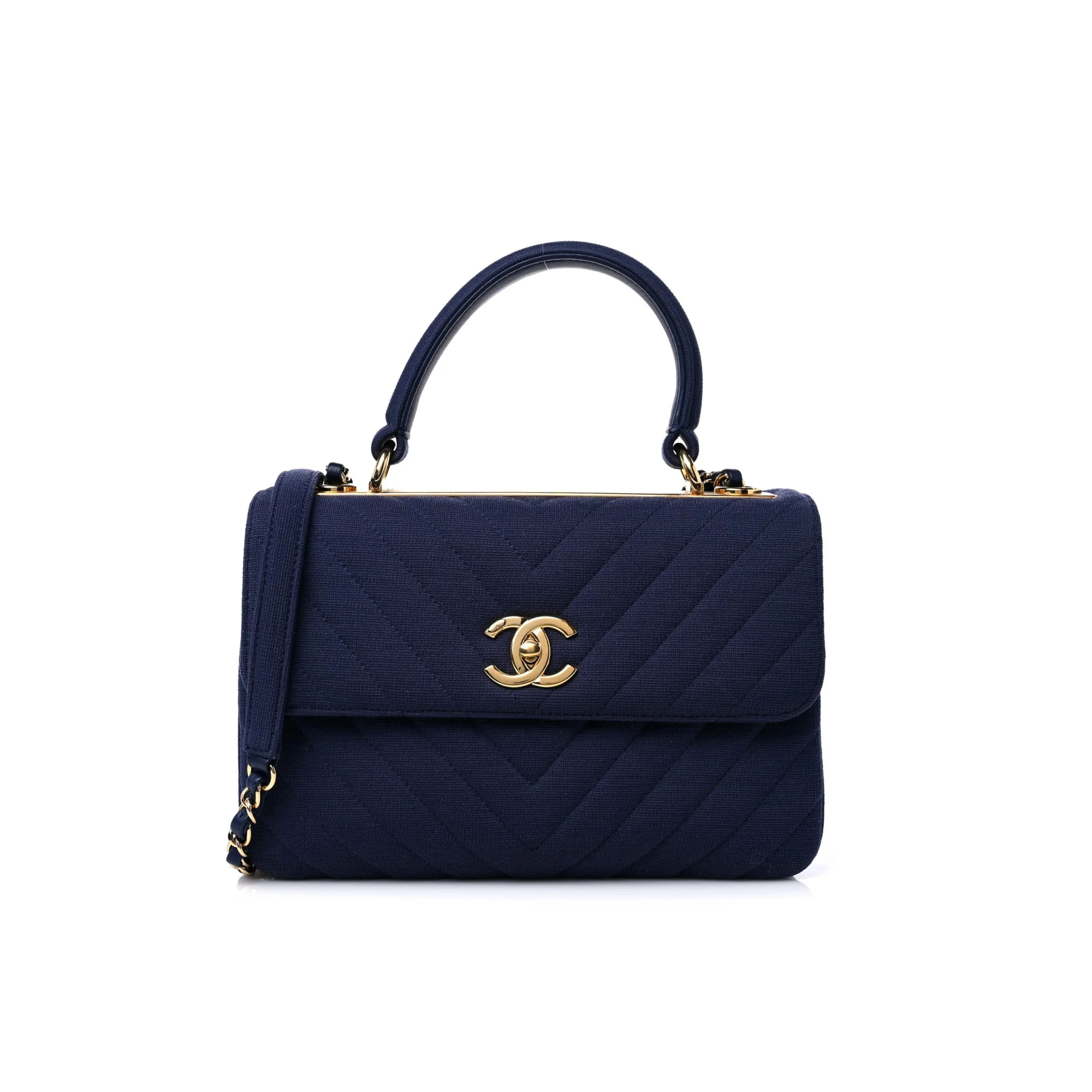 Chanel Bag | CC Dual Handle Flap Bag Navy Blue