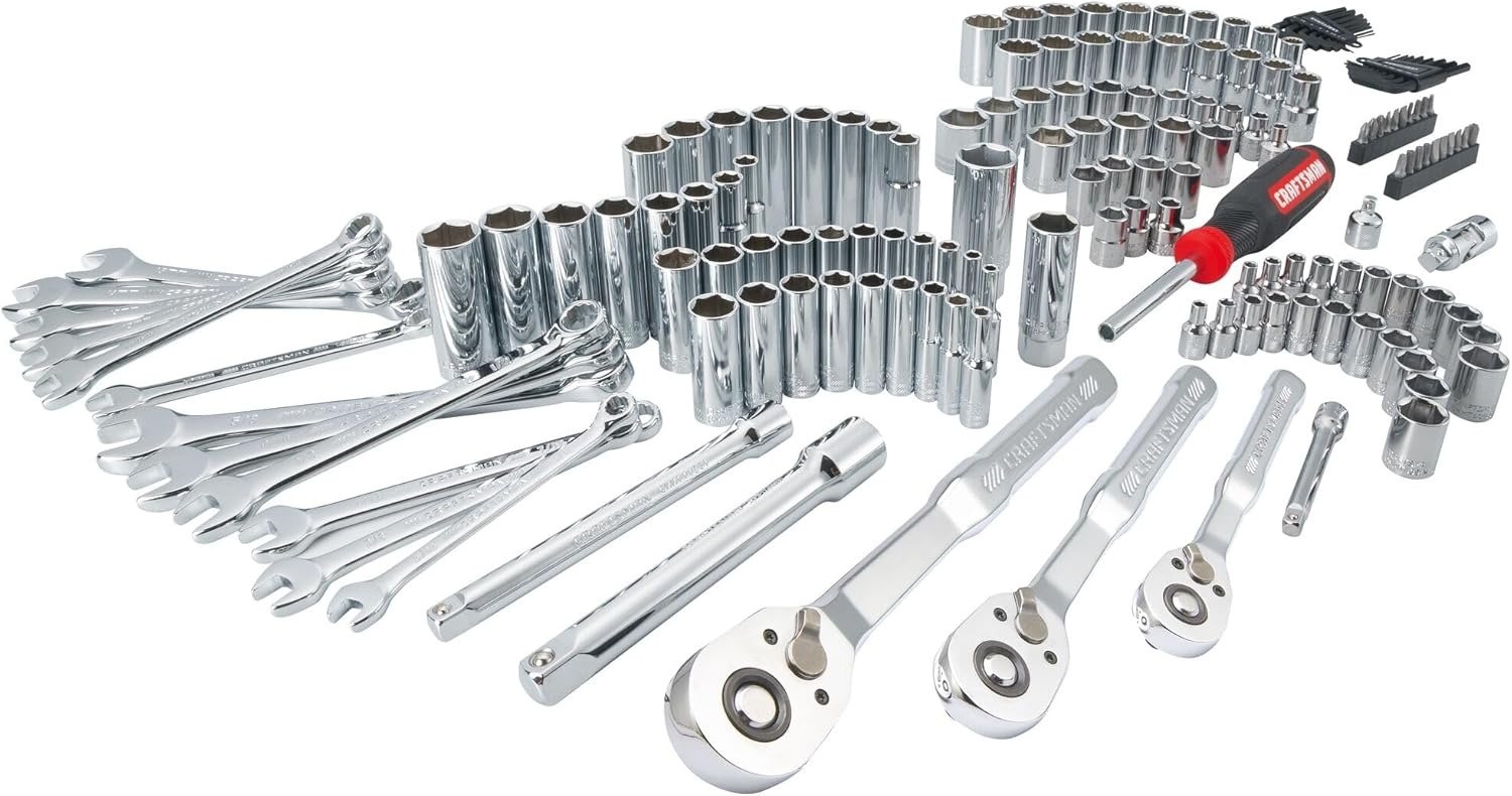 159 Piece Socket Wrench Set Mechanics Tools 1/4-in., 3/8-in., and 1/2-in(, 6 Point and 12 Point
