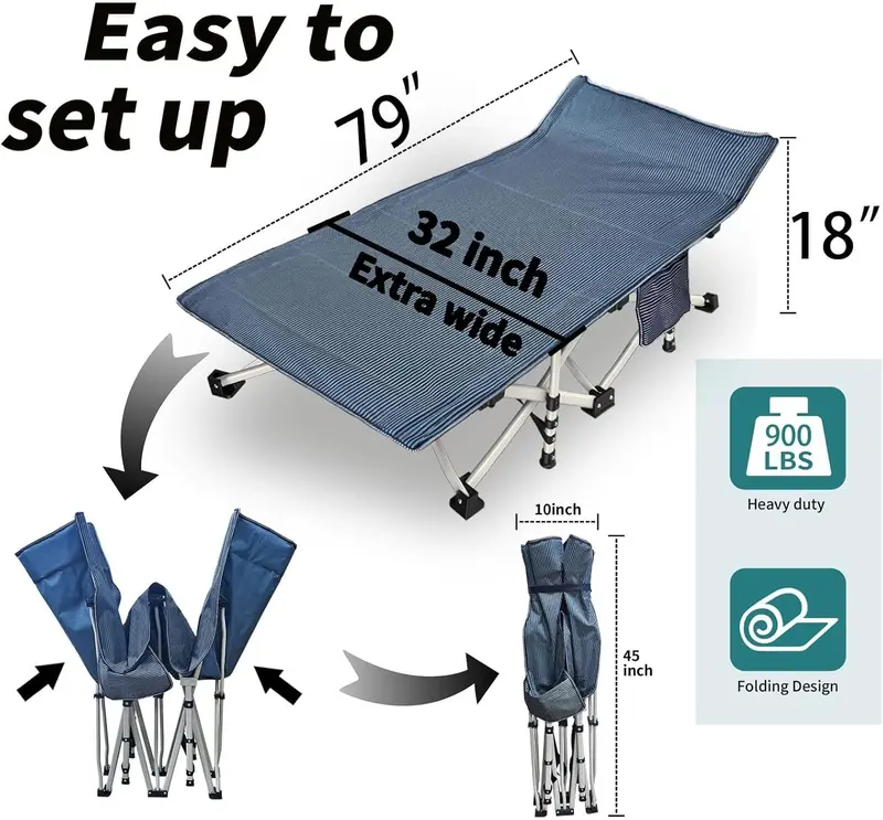 Two-Piece Folding Camping Cot Set – Includes Mattresses, Heavy-Duty Frames & Carry Bags