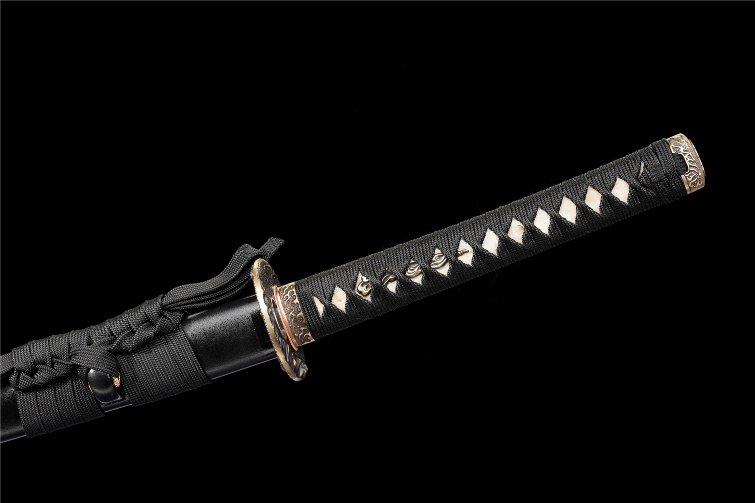 Handmade Katana Damascus Sanmai Gold Blade Dragon Tsuba Full Tang