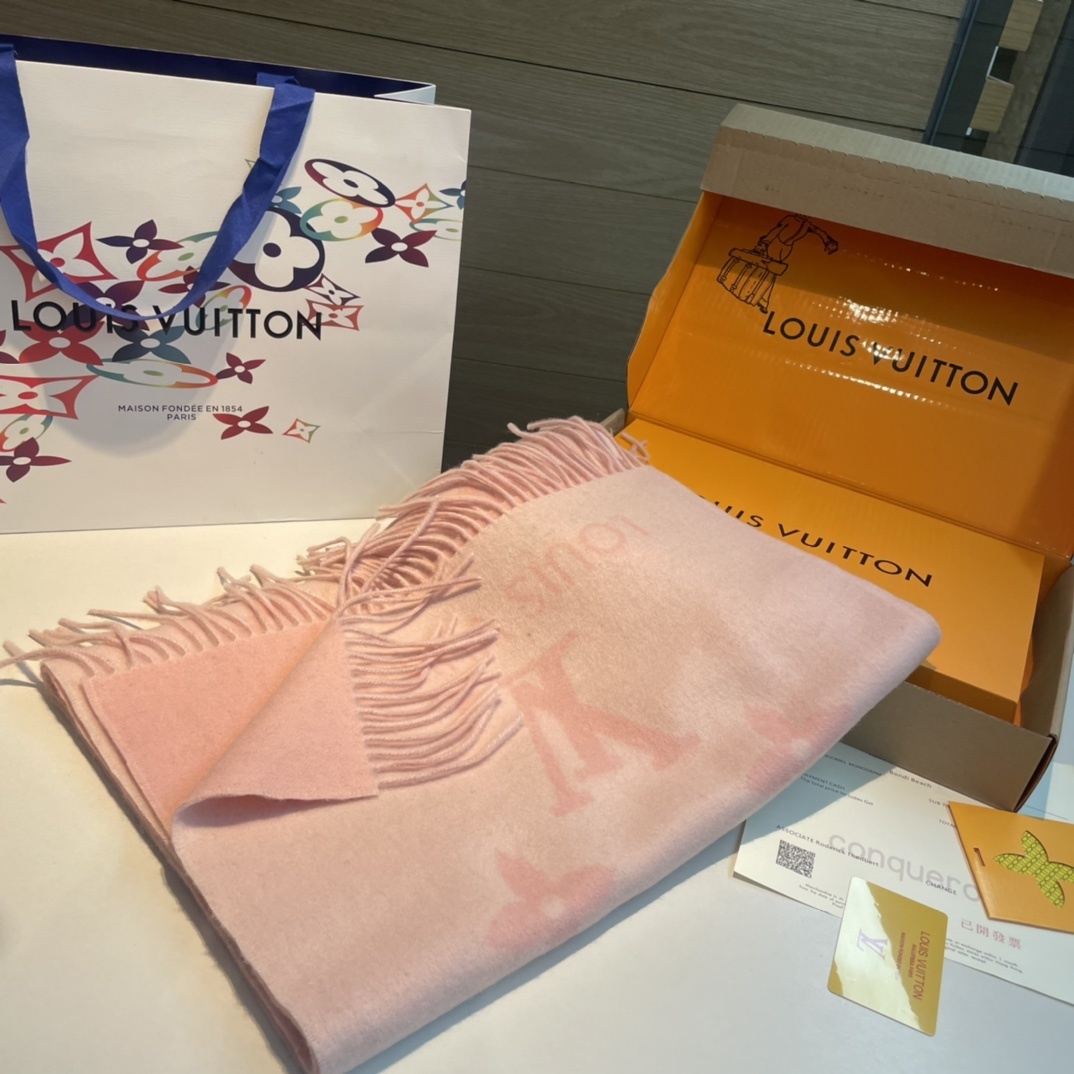Louis Vuitton Monogram Giant Pink Scarf For Women 170cm